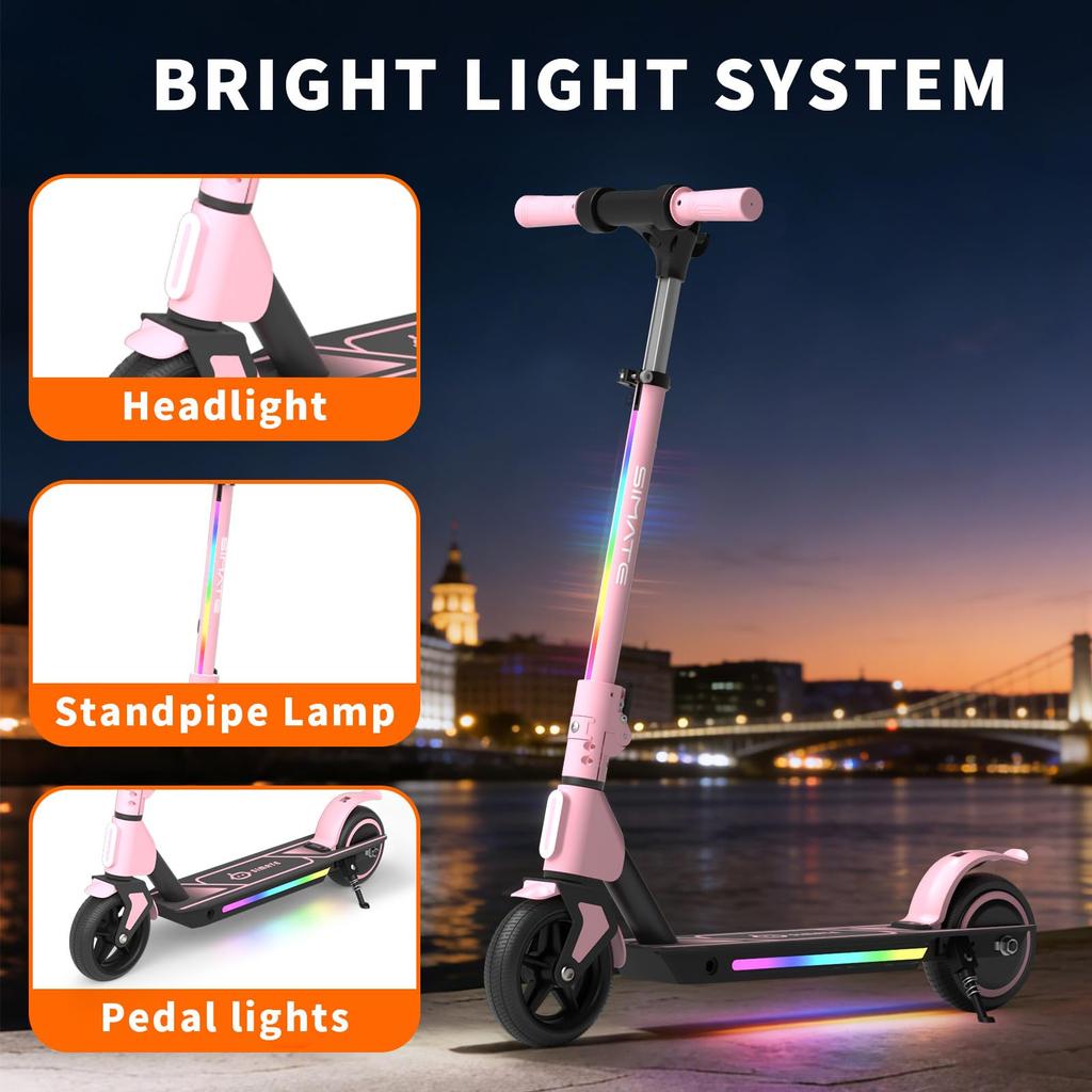 Electric Scooter — 6.5-inch Solid Tires, 130W Brushless Motor, Alloy Steel Frame, Foldable Design — A Gift for Kids.