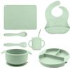 "Full Silicone Baby Meal Tray Set with Suction Cup - Divided Tableware for Children's Meals"