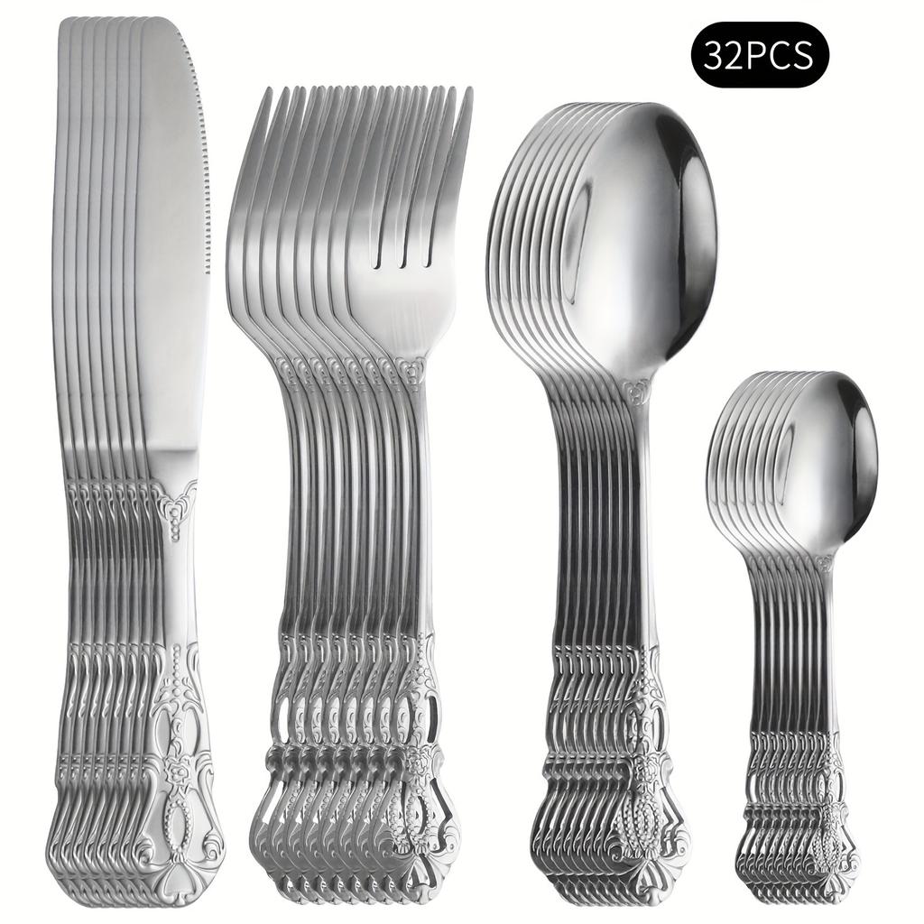 Набор столовых приборов Royal из нержавеющей стали, 32 шт., идеально подходит для дома, кухни, отеля, ресторана, вечеринки, свадьбы, подарка