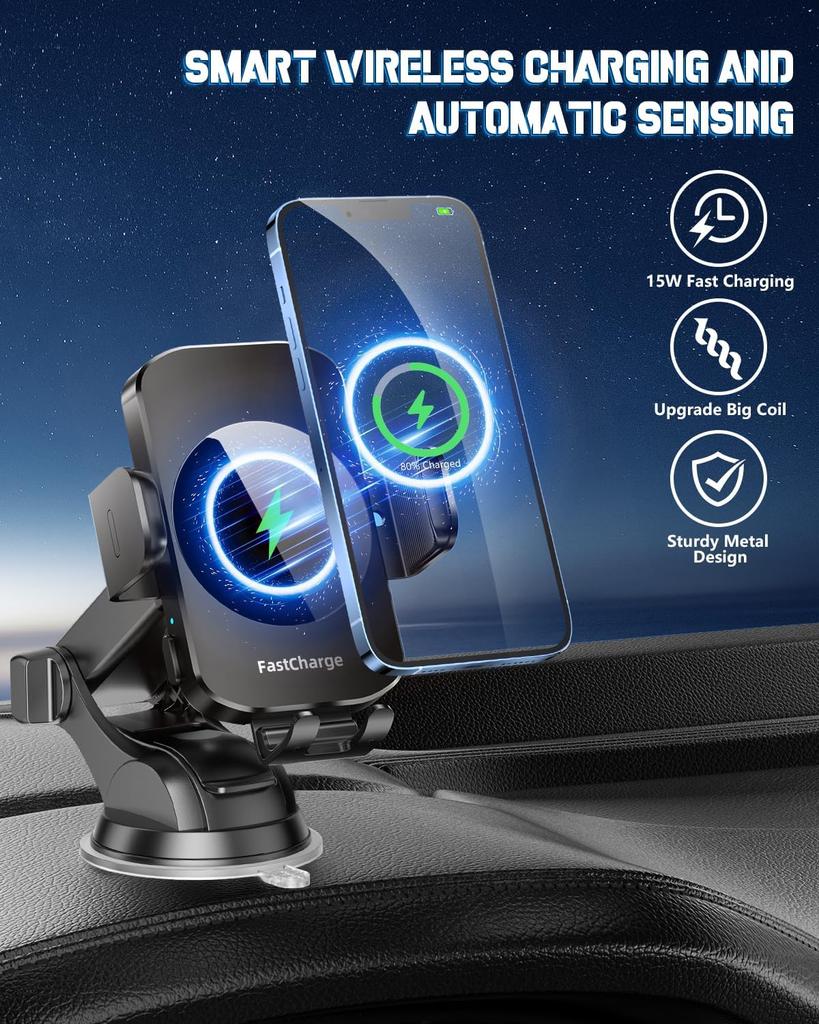 Беспроводное автомобильное зарядное устройство, Быстрая зарядка, Держатель для телефона BothLin 3 в 1, Автоматический зажим, Автомобильные аксессуары