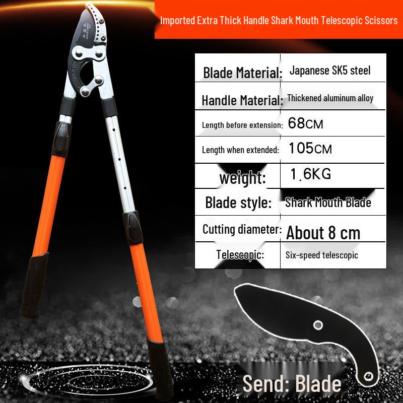Телескопический секатор Black Fox с высоким рычагом для обрезки толстых веток и плодовых деревьев