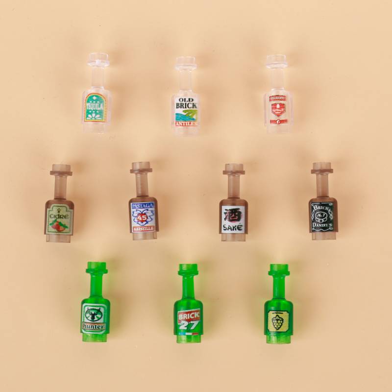 MOC Строительные блоки Костер Пламя Средневековая Бутылка вина Набор аксессуаров Модель подсвечника Мини-кирпич Совместимая игрушка Подарок Сделай сам X019