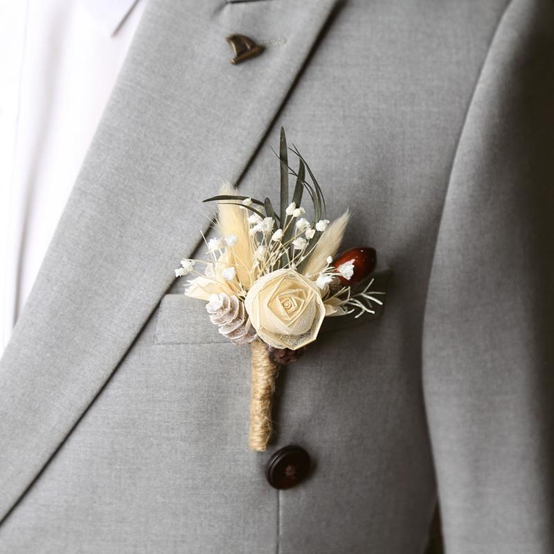 Свадебные принадлежности, сухие настоящие цветы, броши, мужское платье, аксессуары для корсажа, сухой цветок, цветок груди