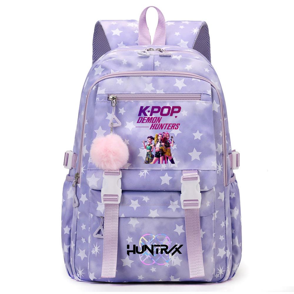Милый аниме K-Pop Охотники на демонов Печатный рюкзак для подростка Студента Девочки Мальчика Сумка для книг Школьная сумка Большая вместимость Водонепроницаемая Дорожная сумка Подарок Рюкзак