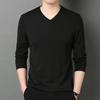 Men Fall Spring Top V Neck Long Sleeves Pure Color Slim Fit