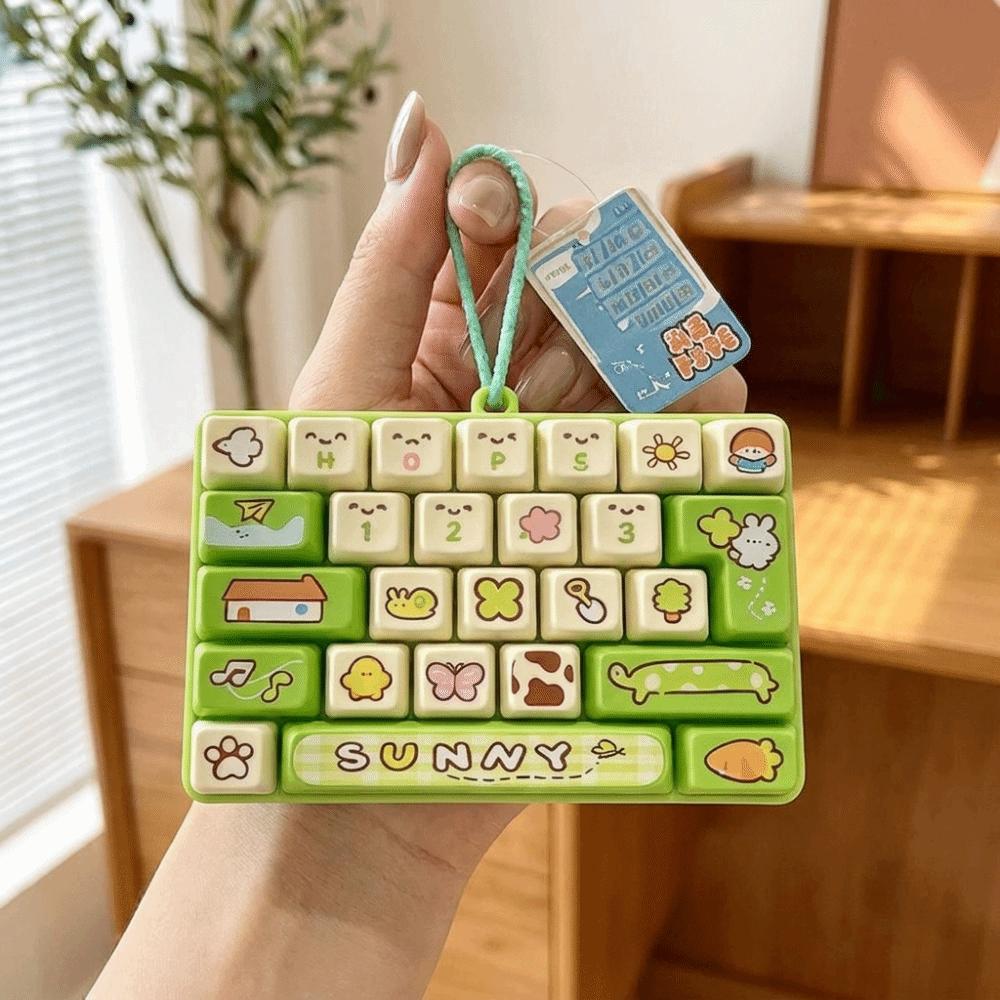 Cartoon Keycap Clicker Cute Fidget Keychain Mini Keychain Decompression Button Toy Small Gift