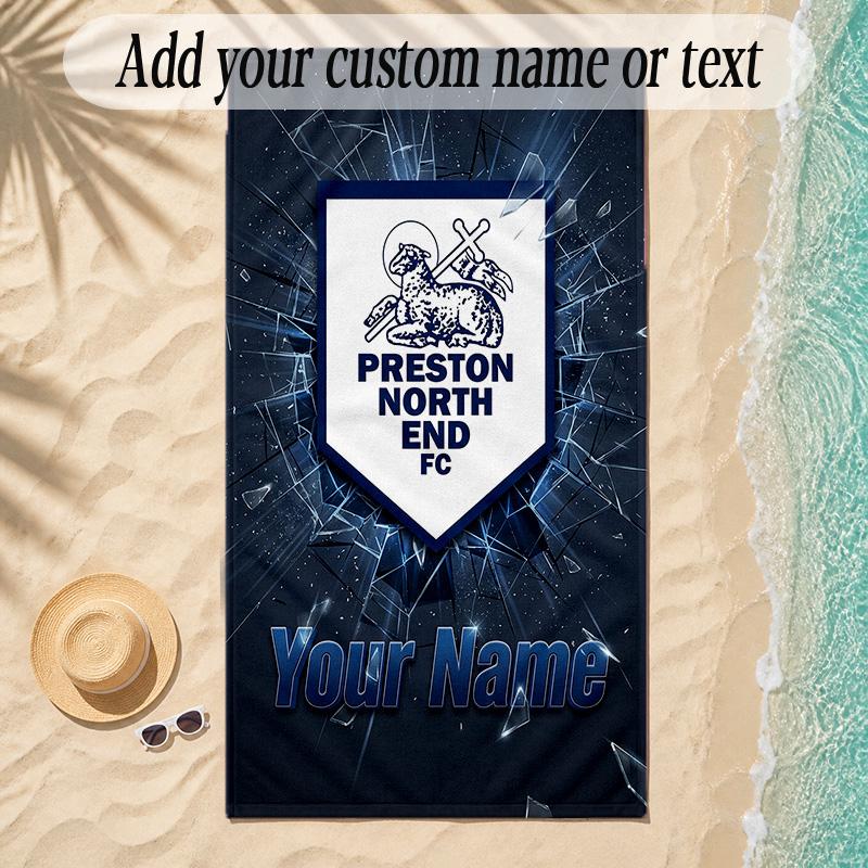Beach TowelPreston North End Custom Name Text Personalized Soft Towel for Beach Pool Indoor Home Decor Gift