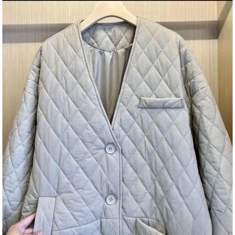 Зимнее длинное стеганое пальто свободного кроя для женщин, европейский плюс-сайз, ромбовидная стежка, нерегулярные карманы, корейский стиль