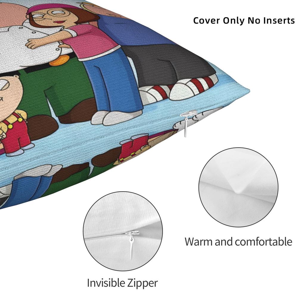 Decorative Pillow Cover F-Family Funny Guy Merch Seater  Pillow Case Cover Zipper Multiple Sizes