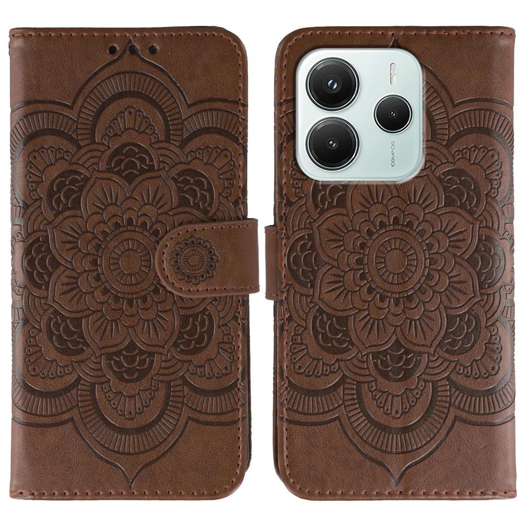 For Xiaomi Redmi Note 14 5G/Poco M7 Pro 5G Case PU Leather Mandala Imprinted Design Wallet Phone Cover