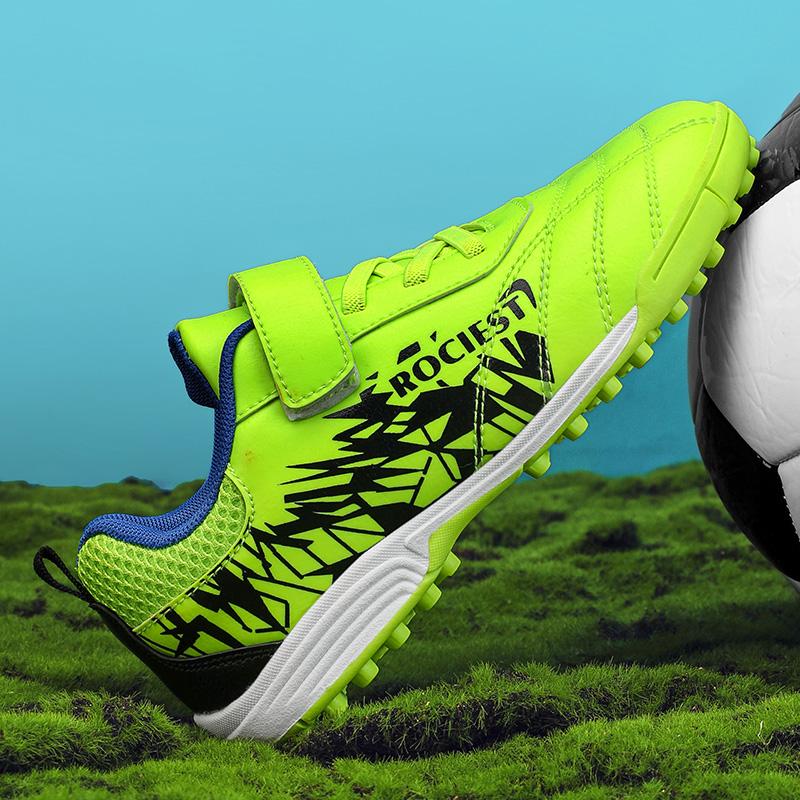 Детские футбольные бутсы 31-40 лет, молодежные футбольные бутсы с короткими шипами на липучке, тренировочные детские футбольные бутсы для мальчиков