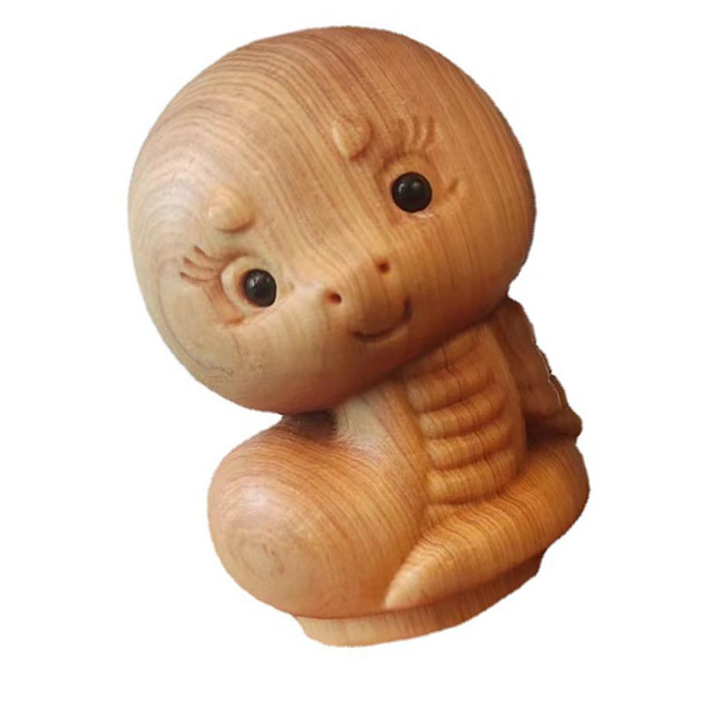 Мини резьба по дереву китайские новогодние украшения в виде змеи зодиакальная статуэтка змея животное декор офисный рабочий стол украшение автомобиля