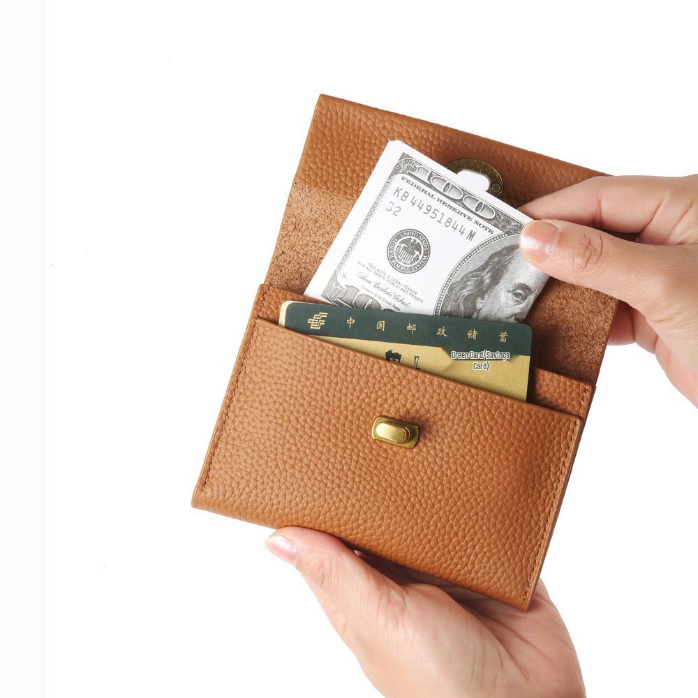 2024 Корейский стиль Настоящая кожа Многофункциональный кошелек: Компактный ретро картхолдер и монетница