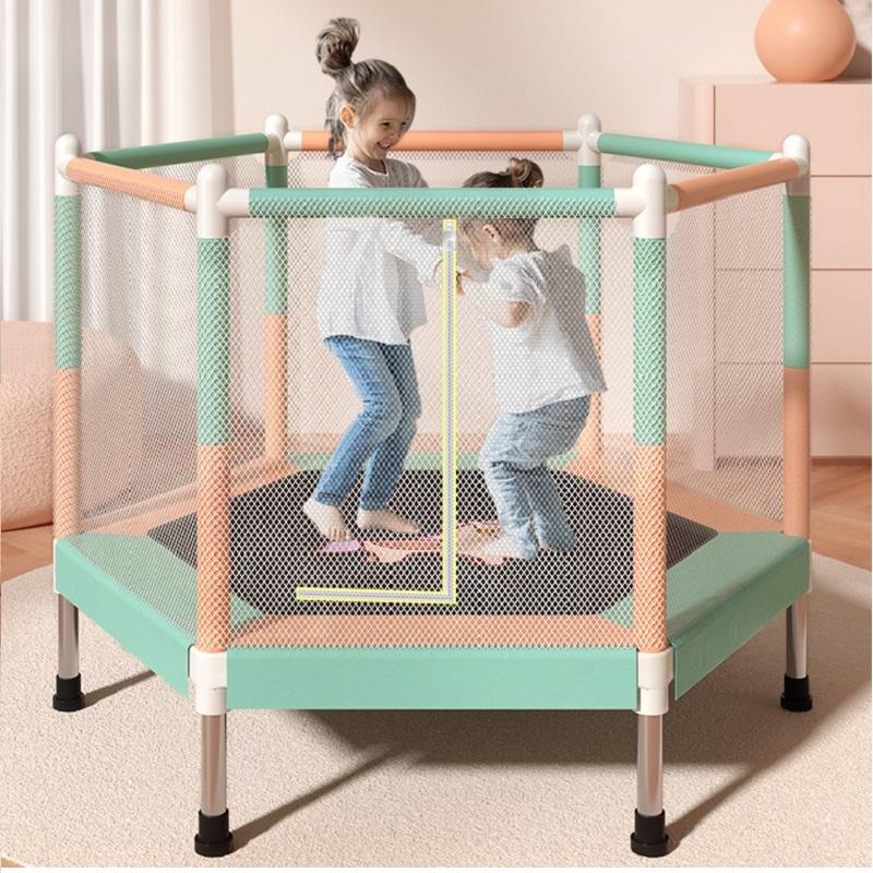 48-дюймовый шестиугольный батут для упражнений для детей с защитной сеткой, прыжковая кровать для спортивных развлечений в помещении