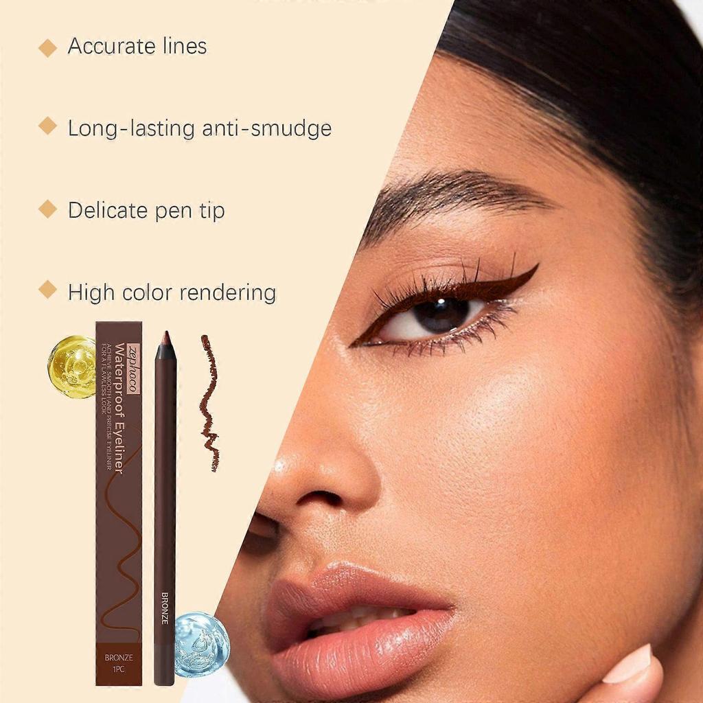 Zephoco Antique Bronze Waterproof Eyeliner Pen Smooth And Long-Lasting Eye Makeup Gel Liner