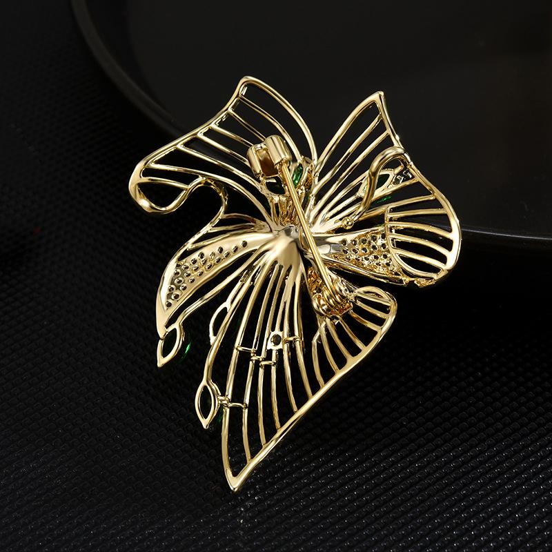 Роскошная медная брошь с микроинкрустацией кубическим цирконием, полая, в виде листьев, с имитацией жемчуга, ювелирные изделия, подарки, аксессуары для одежды