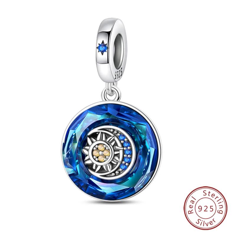 100% Медь Синий Круглый Кристалл Древо Жизни Ангел Звезда Луна Подвески Шармы Подходят для Оригинальных Браслетов DIY Ювелирные Изделия