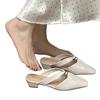 Square head half-drag Muller shoes low heels 2025 summer new square head absolute child beige wear cool slippers women