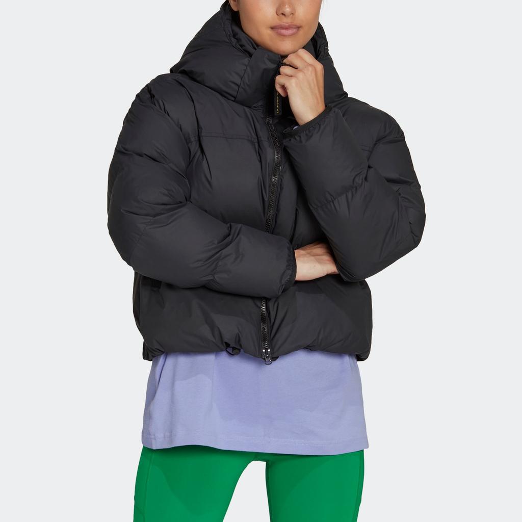 Adidas Stella McCartney Short Puffer Coat With Hood Women Outerwear Black HI6077
