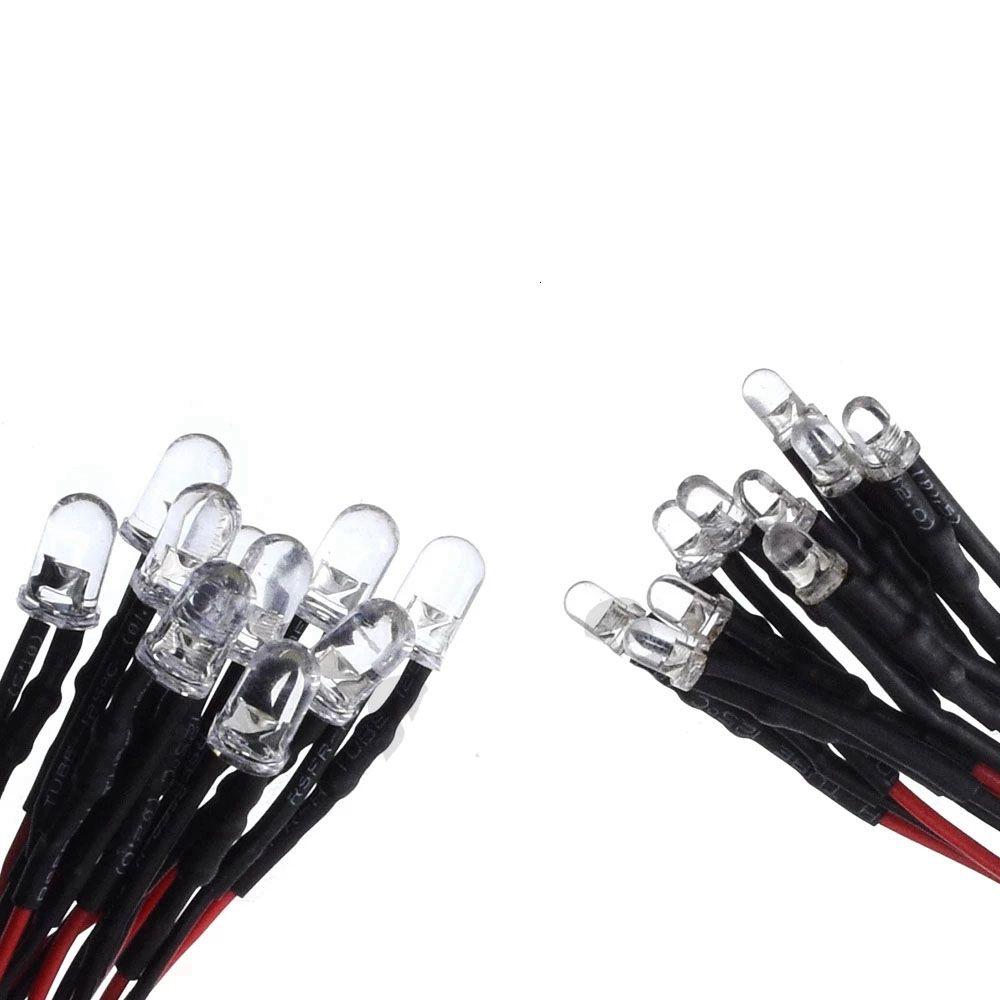 10pcs Red White Yellow 3mm 12V LED Light For 1/10 RC Crawler 1/14 Tamiya RC Truck Drift Car Truck Toys SCX10 SCANIA G63
