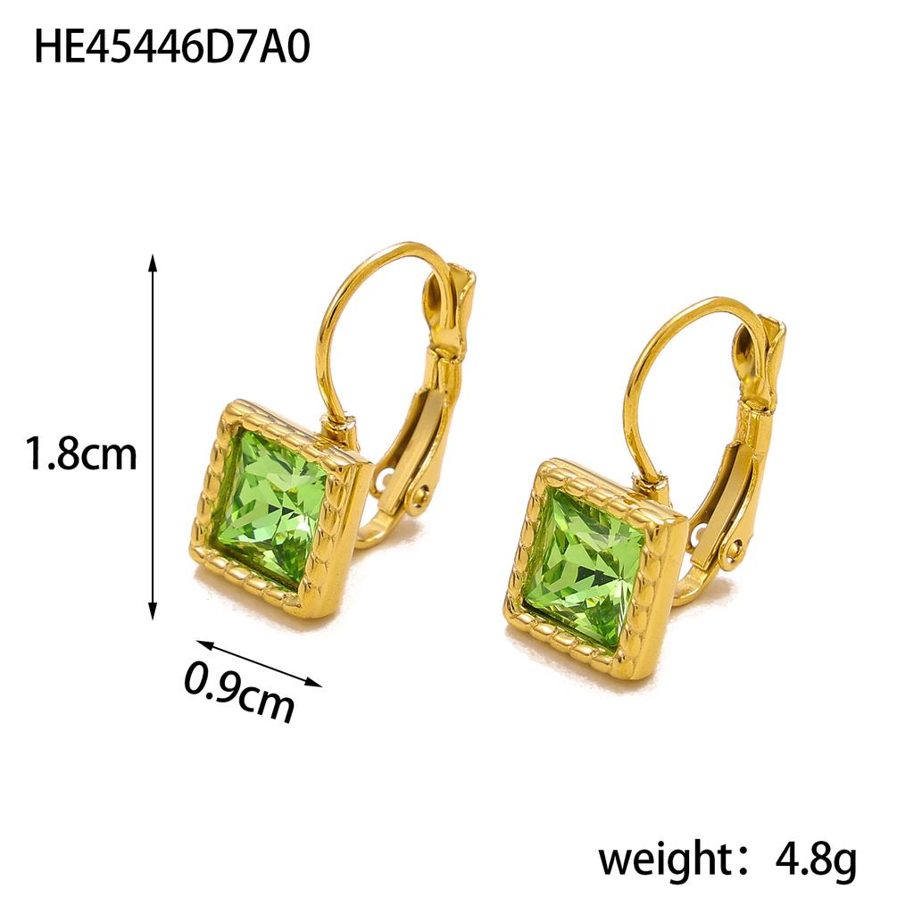 CARLIDANA Minimalist Women New Square Clip Earrings Tarnish Free 18k Gold Plated Stainless Steel Colorful Zircon Hoop Earrings