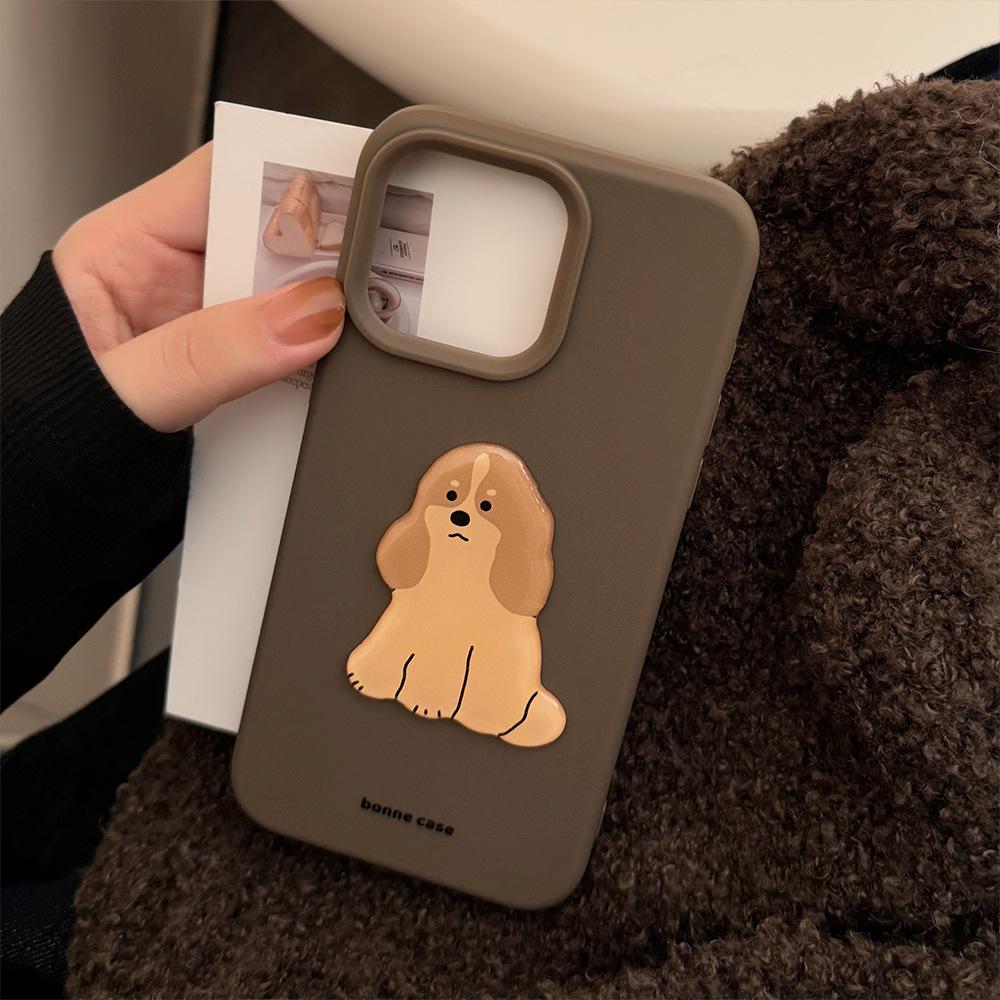 Simple Puppy 17pro Max Apple 16 Mobile Phone Case Silicone Iphone14 Suitable for 13 Three Dimensional Niche
