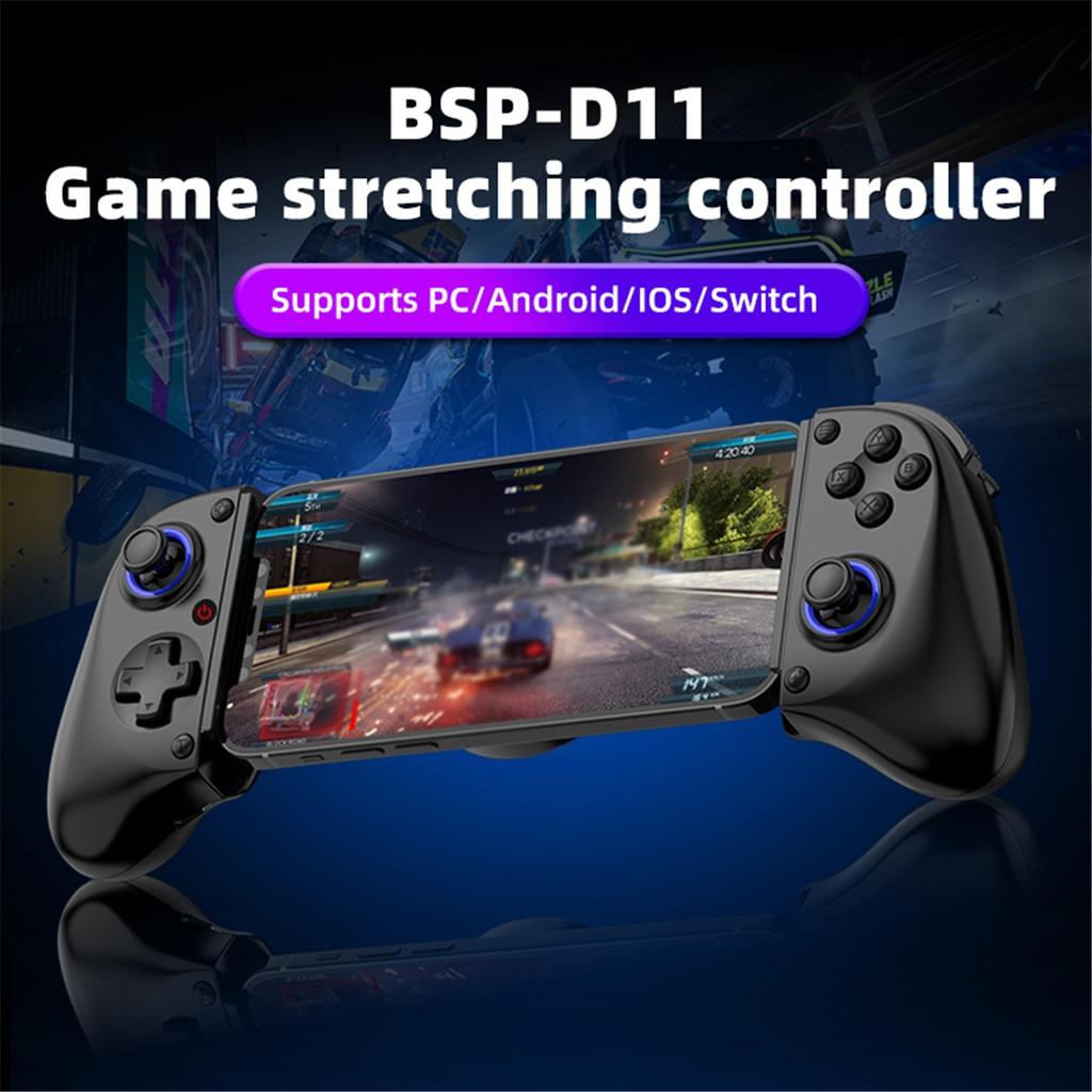 Wireless mobile game controller D11, expandable, with Hall triggers, compatible with tablet devices, supports tablet switching