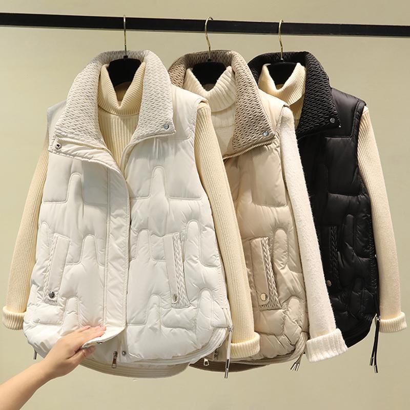 Autumn Winter Vests for Women 2023 New Fashion Thick Warm Zipper Sleeveless Parkas Korean Style Women's Winter Coat