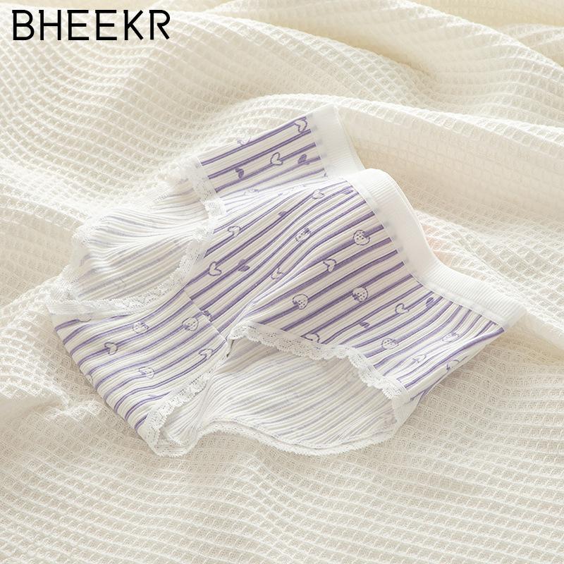 5pcs/set Cute Purple Girl Cartoon Rabbit Thread Cotton Strawberry Girl Student Mid-waist Panties Female