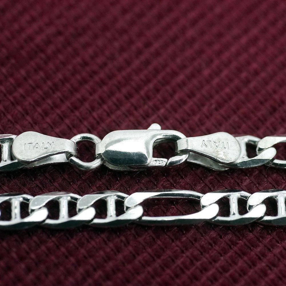 Сделано в Италии Серебряное ожерелье-цепочка NEO Figaro 925 пробы, цвет ko Ширина 4 мм Тонкий Толщина 1 мм Длина [Silver One] Мужское [Silver 45 см]