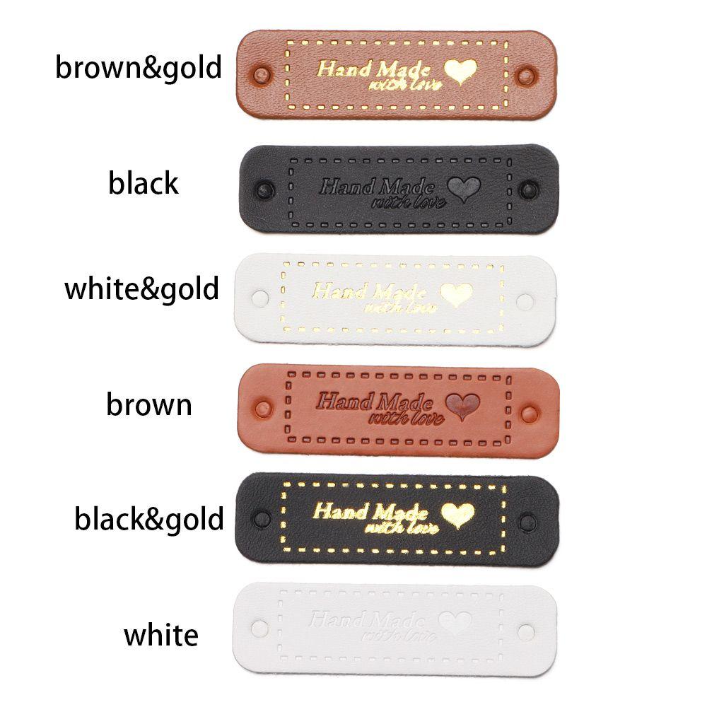 Декор для одежды Шляпа Сумка Бирки с бронзовым тиснением Ручная работа Сделано с любовью Этикетка для одежды Кожаные бирки ручной работы