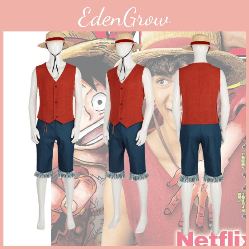 Аутентичный костюм Луффи из One Piece, наряд короля пиратов для косплея на Хэллоуин