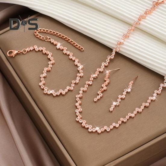 3 шт./комплект женский комплект ювелирных изделий горный хрусталь чокер висячие серьги браслет комплект с удлинительной цепочкой выпускной вечер невесты свадебные украшения