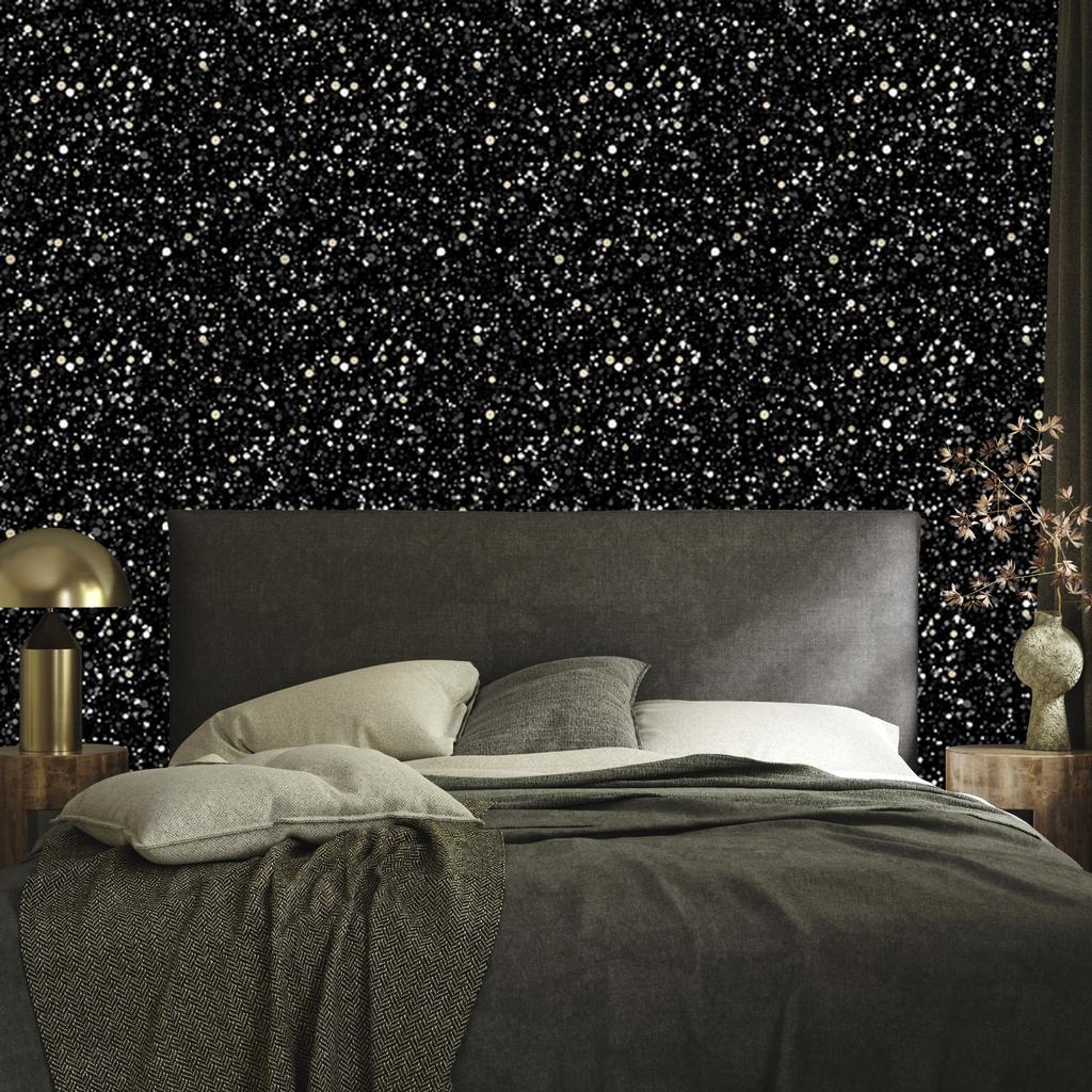 Black glitter wallpaper black, graphite, brown and gray 50x1000