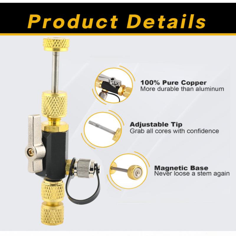 1 4 Inch Valve Core Remover Dual Valve And Sight Glass High Efficiency For Refrigeration System Repair