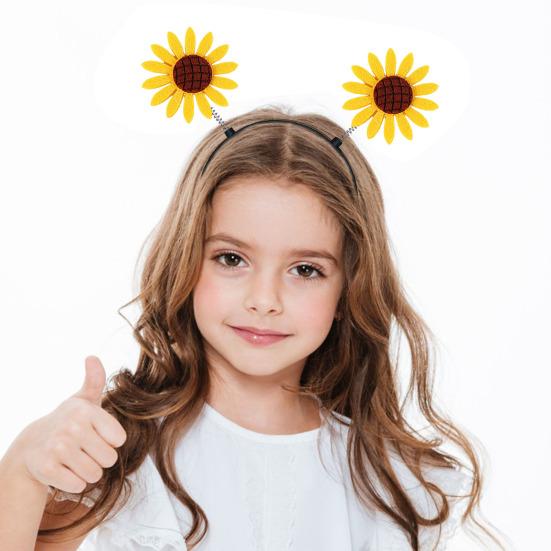 Обруч для волос с декором в виде подсолнечника, весенний дизайн, противоскользящая повязка на голову с зубцами для детей и взрослых, пластиковая легкая повязка на голову