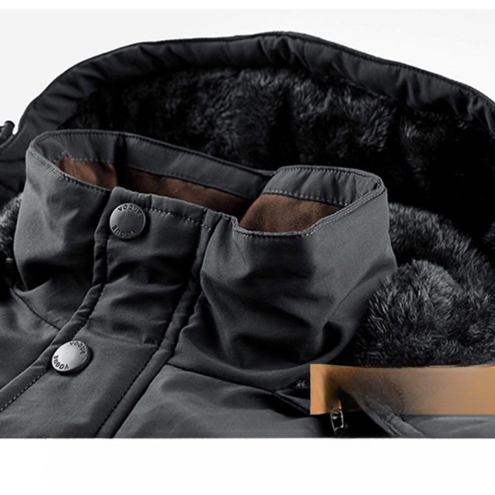 Men's Winter Hooded Jacket Thick Fleece Lined Parka Coat with Multiple Pockets
