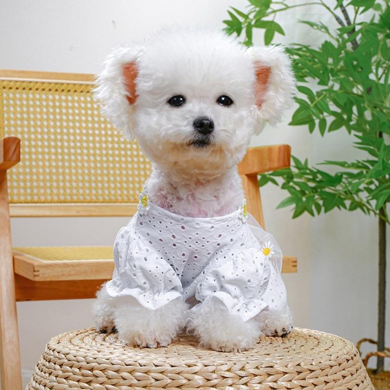 Костюмы для кошек Только для кошек Костюм питомца Одежда для собак Платье с ромашками для собак-девочек
