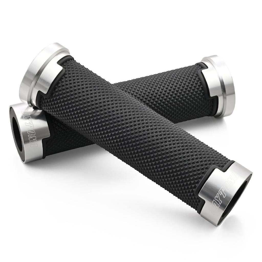 Мотоциклетная ручка Daytona Grippy Grip для руля диаметром 125 мм с алюминиевым кольцом с концевым отверстием, серебристая 38497 22.2 GG-D-AL-BASE