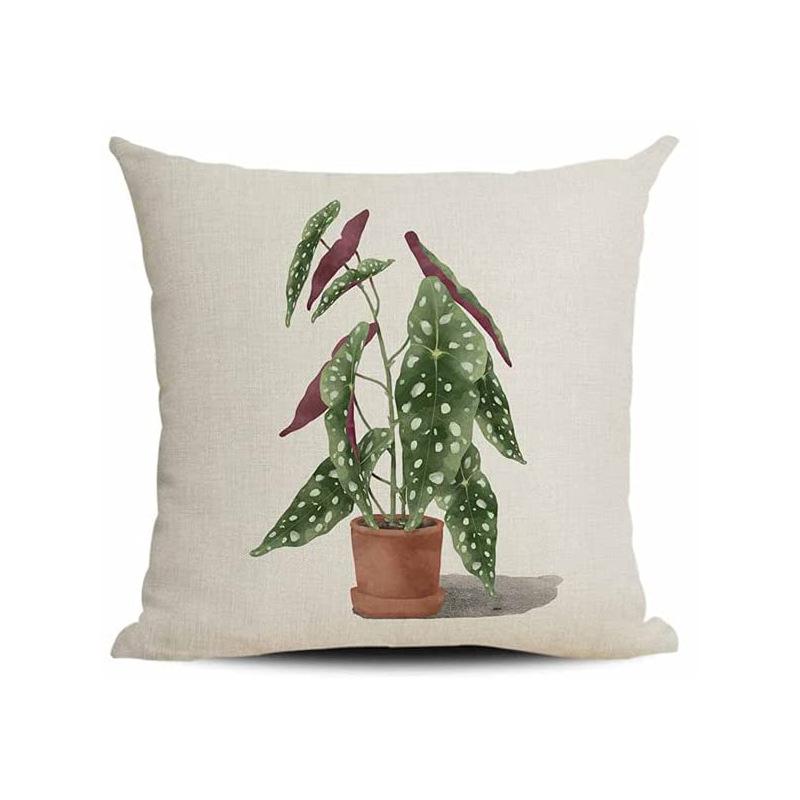 Simple Modern Green Leaves Tropical Plant Series Linen Pillowcase Nordic Small Fresh Style Cushion Cover