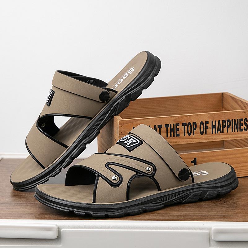 Закажите на размер больше Летние модные стильные уличные тапочки Нескользящие износостойкие пляжные мужские сандалии