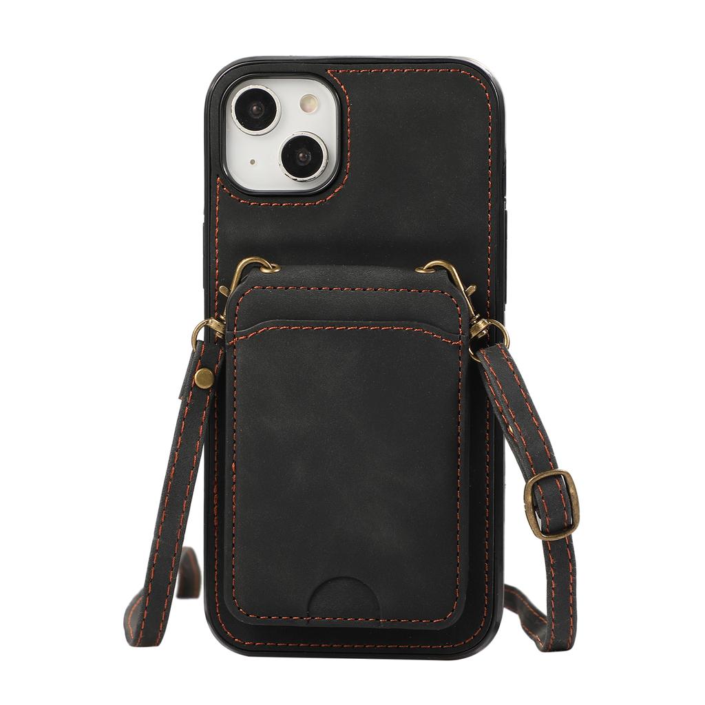 Cards Solt Wallet Holder Leather Case for IPhone 15 14 13 11 Pro Max 12 Mini Plus XS XR X 15Pro 14Pro I15 with Lanyard Bag Cover