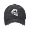 Grunge Skull Unisex Baseball Cap  Distressed Denim Caps Hat Fashion Outdoor Summer Adjustable Fit Sun Cap