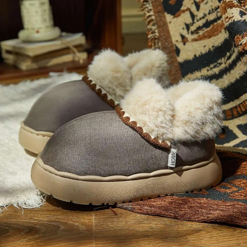 2025 New Winter Warm Platform Shoes Woman Indoor Fluffy Slippers Soft Faux Fur Anti-slip Thick Sole Female Home Floor Snow Boots