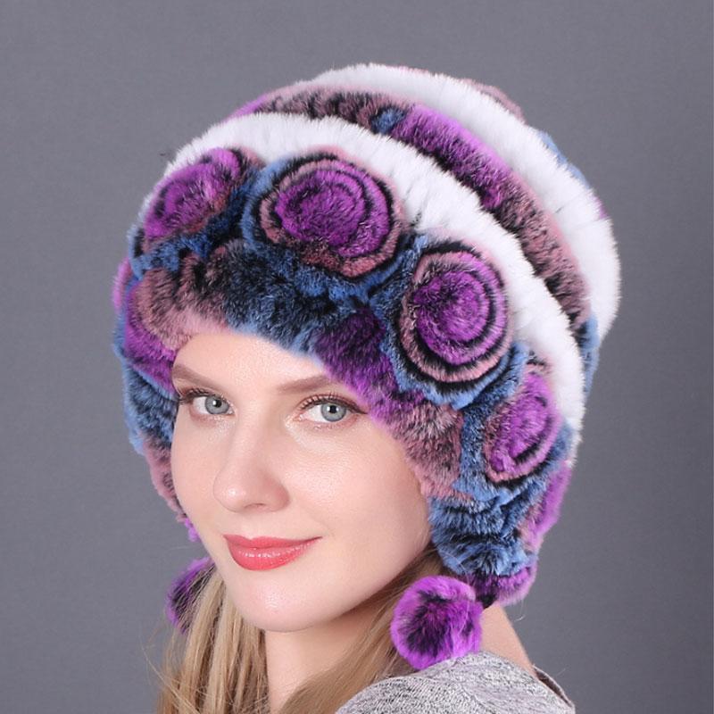Тёплая женская меховая шапка из кролика