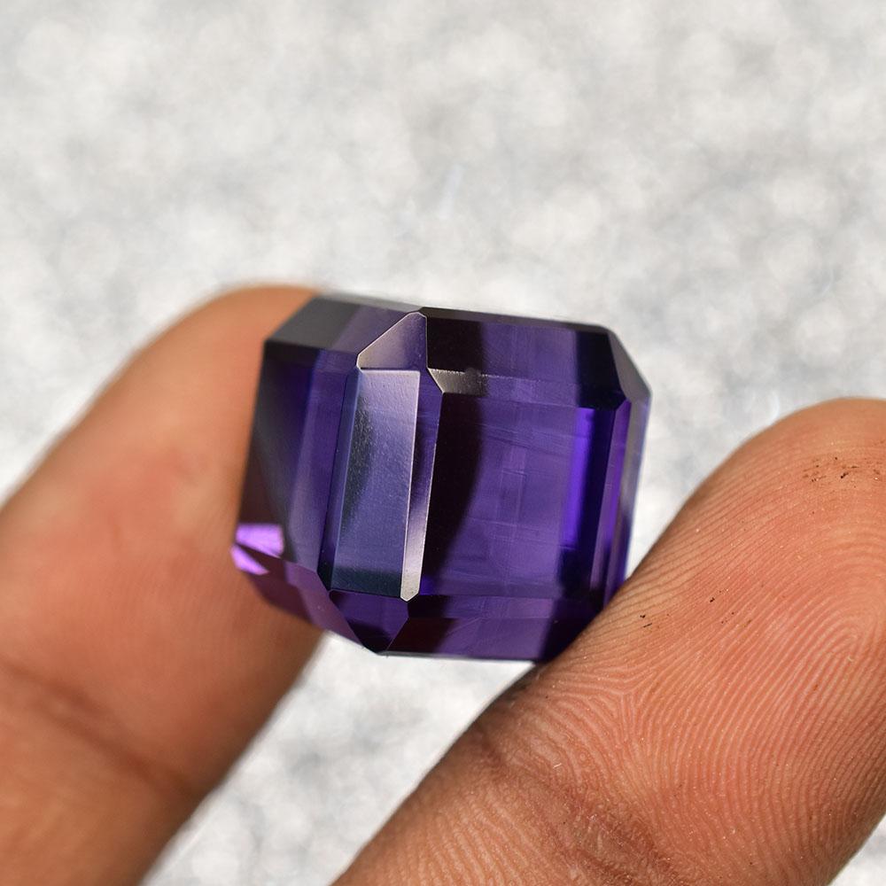 Natural Purple Amethyst Loose Gemstone 36 ct Cube Cut Brazilian for Jewelry Making and Crafts
