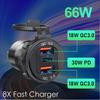 Автомобильное зарядное гнездо 12 В/24 В, два порта USB PD и QC3.0 Type-C, водонепроницаемое, со светодиодом, быстрая зарядка, автомобильный мото-адаптер мощностью 78 Вт/66 Вт