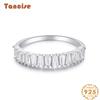 Tancise Classic 925 Sterling Silver Zircon Ring Ladies Jewelry Wedding Promise Party Gift