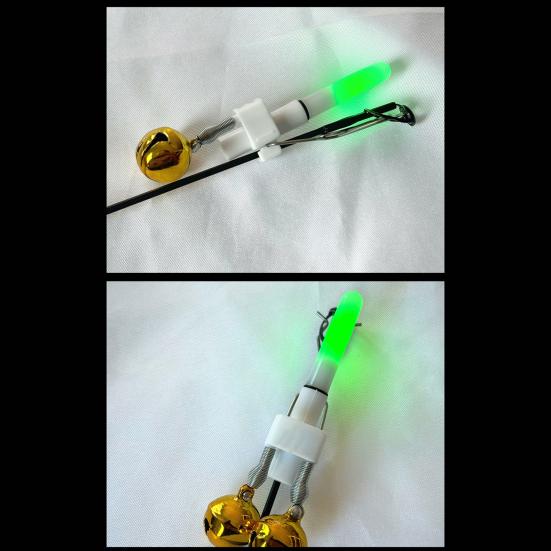 Светильник для удочки с двумя колокольчиками, светодиодный сигнализатор поклевки, ночной световой сигнализатор для удочки, датчик поклевки, рыболовные принадлежности