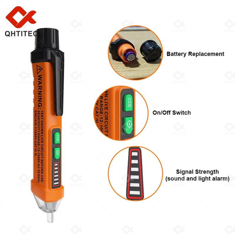 QHTITEC PM8908C Бесконтактный тестер переменного напряжения 12 В-1000 В Детектор напряжения в виде ручки